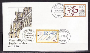 Германия, 1993, Новый почтовый индекс Эрфурт, конверт СГ